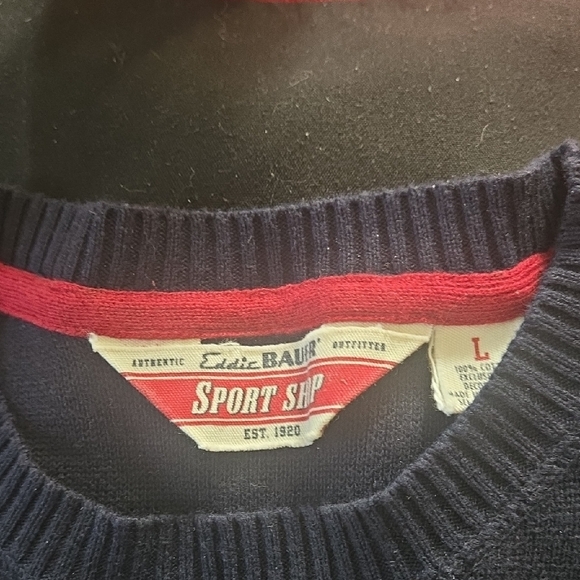 Eddie Bauer Dark Blue Crewneck Sweater with Number Design - Picture 3 of 4